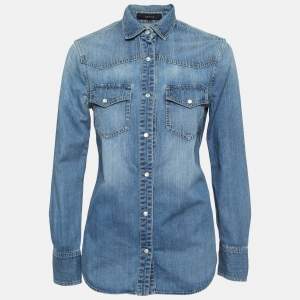 Gucci Blue Washed Denim Long Sleeve Shirt S