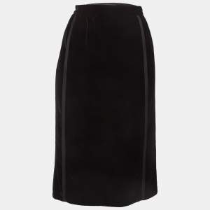 Gucci Black Velvet Midi Skirt S