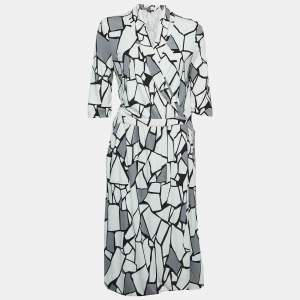 Gucci Monochrome Printed Jersey Midi Wrap Dress XL