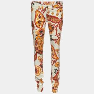 Gucci Cream Paisley Print Cotton New Leggings Pants S/Waist 30"