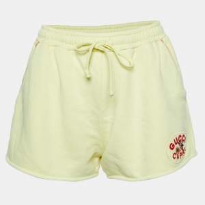 Gucci Yellow Cotton Logo Patch Shorts M