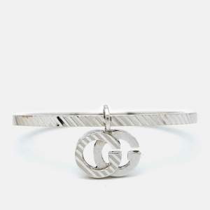 Gucci GG Running 18k White Gold Charm Ring Size 56