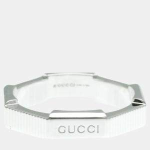 Gucci 18K White Gold Silver Link Toe No Stone Ring