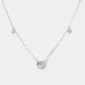 Gucci Silver 18K White Gold Diamond GG Running Diamond Necklace