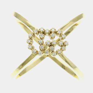 Gucci 18K Yellow Gold Diamond GG Running Ring