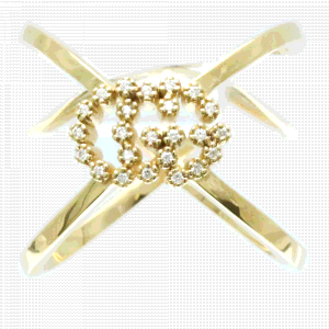 Gucci 18K Yellow Gold GG Running Diamond Band Ring