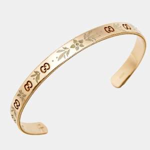 Gucci GG Icon Blossom Enamel 18k Rose Gold Cuff Bracelet 18