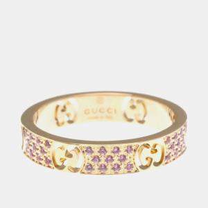 مملوكة مسبقًا Gucci Icon Stardust Pink Gold Sapphire Band Ring EU 55