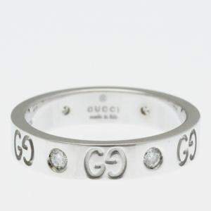 مملوكة مسبقًا Gucci Icon White Gold 18K Fashion Diamond Band Ring Silver
