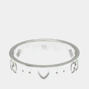 مملوكة مسبقًا Gucci Icon Heart Ring White Gold 18K Fashion No Stone Band Ring Silver