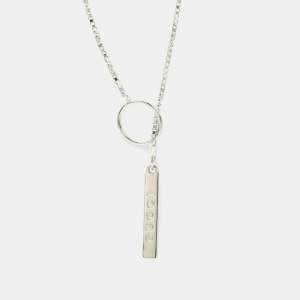 Pre Owned قلادة غوتشي لاريات بدون أحجار فضة ذهب أبيض عيار 18