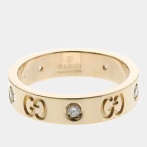 Pre Owned Gucci Icon Diamond Ring Pink Gold (18K) Fashion Diamond Band Ring Pink Gold