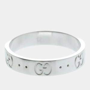 مملوكة مسبقًا Gucci Icon 18K White Gold Fashion Band Ring Silver EU 52
