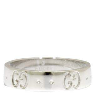 Gucci Icon 18K White Gold Ring Band Size 47
