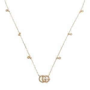Gucci GG Running Diamond 18k Yellow Gold Station Necklace