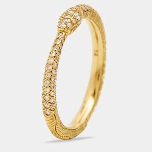 Gucci Ouroboros Diamond Pavé Snake 18k Yellow Gold Ring Size 54
