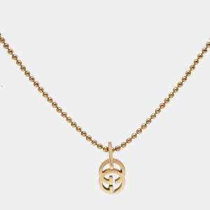 Gucci GG 18K Rose Gold Beaded Chain Pendant Necklace