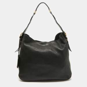 Gucci Black Pebbled Leather Medium Heritage Hobo