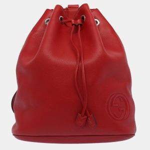 Gucci Red Leather Soho Bucket Bag