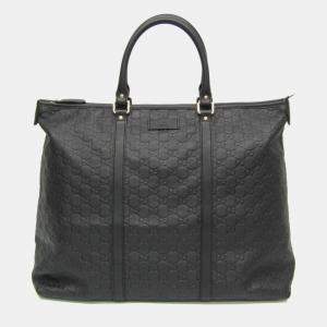 Gucci Black Leather Microguccissima Large Tote Bag