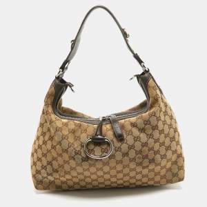 مملوكة مسبقًا Gucci Brown/Beige GG Canvas and Leather Medium Icon Bit Hobo