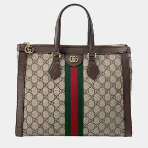 Gucci Beige/Brown Medium GG Supreme Ophidia Satchel