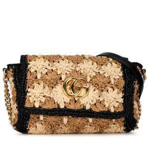   Gucci Small Raffia GG Marmont Crossbody Bag