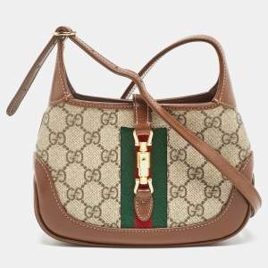 Gucci Beige/Tan GG Supreme Canvas and Leather Mini 1961 Jackie Shoulder Bag