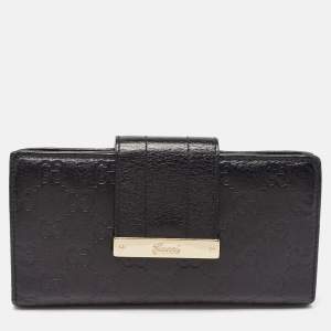 Gucci Black Guccissima Leather Continental Wallet