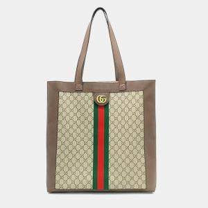 Gucci Beige/Brown GG Supreme Canvas Ophidia Tote Bag