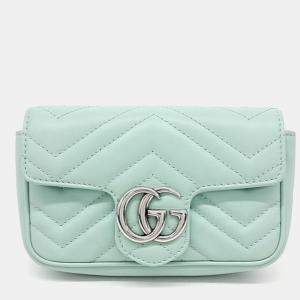 Gucci Mint Leather Super Mini GG Marmont Shoulder Bag