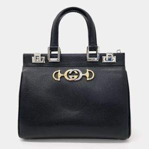 Gucci Black Leather Zumi Top Handle Small Bag