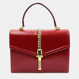 Gucci  Red Leather Sylvie 1969 Top Handle Bag 