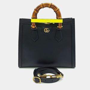 Gucci Black Leather Small Diana Tote Bag 