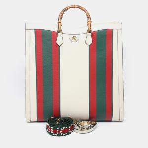 Gucci White Diana Maxi Tote Bag