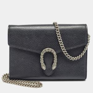 Gucci Black Leather Dionysus Wallet On Chain