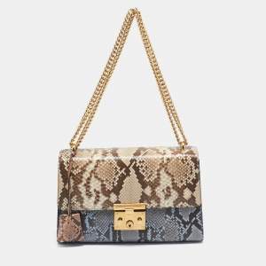Gucci Multicolor Python Medium Padlock Flap Shoulder Bag
