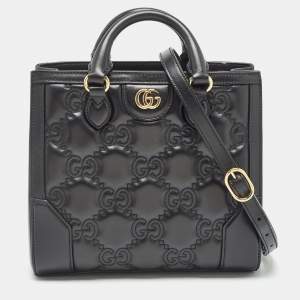 Gucci Black GG Matelassé Leather Mini Tote