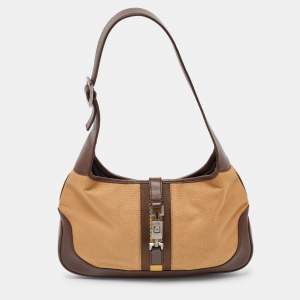 Gucci Brown Canvas and Leather Jackie O Hobo