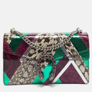 Pre Owned Gucci Multicolor Python Small Dionysus Crystals Shoulder Bag