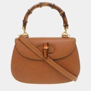 Gucci Brown Leather Small Bamboo Handle Bag