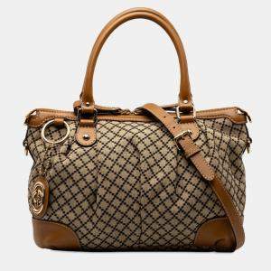 Gucci Brown/Beige Diamante Canvas And Leather Sukey Tote Bag