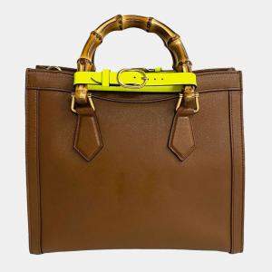 Gucci Brown Leather Diana Bamboo Small Tote Bag 