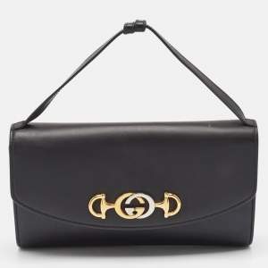 Gucci Black Leather Zumi Clutch Bag