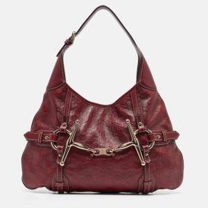 Pre Owned Gucci Red Guccissima Leather 85th Anniversary Bridal Bit Hobo