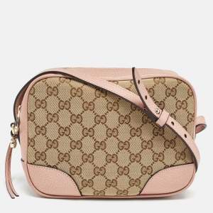 مملوكة مسبقًا Gucci Light Pink/Beige GG Canvas and Leather Bree Crossbody Bag
