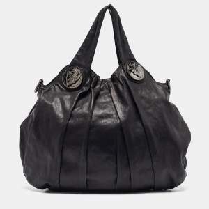 Gucci Black Leather Large Hysteria Hobo