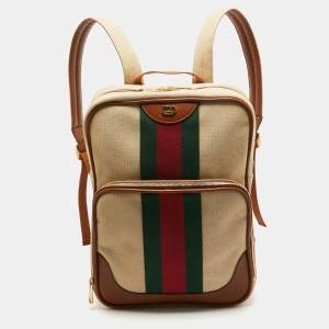 Gucci Brown/Natural Canvas Vintage Web Backpack