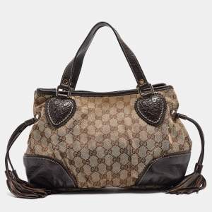 Gucci Beige/Brown GG Canvas and Leather Tribeca Satchel