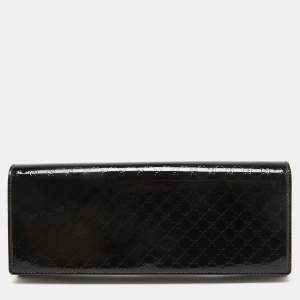 Pre Owned Gucci Black Microguccissima Patent Leather Small Broadway Clutch